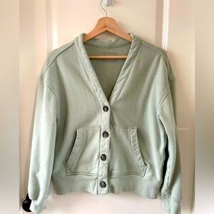 Everlane Organic Cotton Varsity Cardigan. Size XS, color White Sage